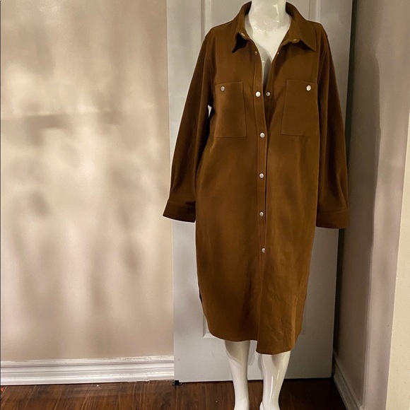 PGD Brown Women's Long Trench Coat L - Picture 8 of 12